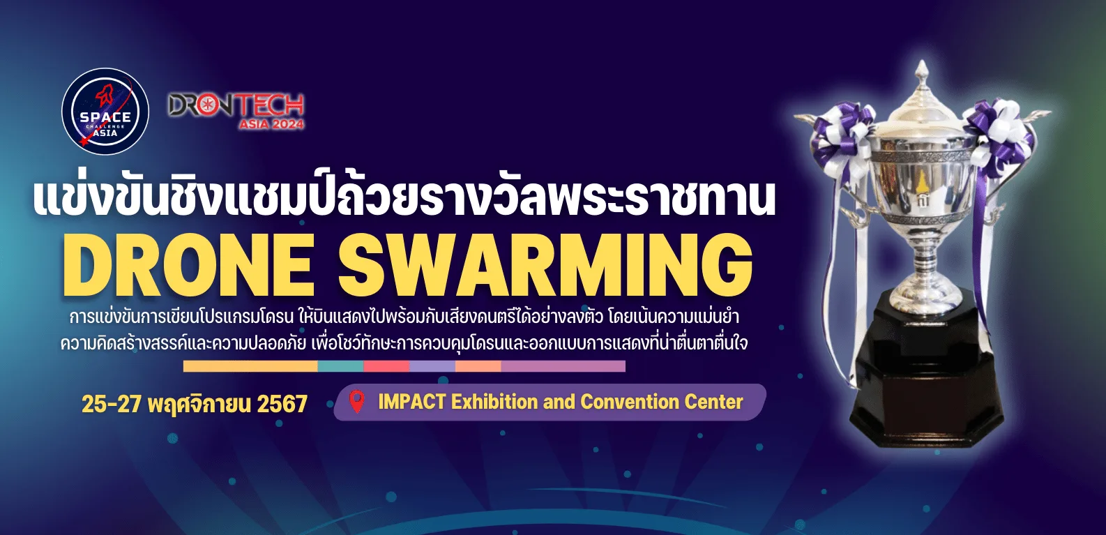 "เชิญร่วมการแข่งขัน Drone Swarming ชิงถ้วยพระราชทาน ในงาน Space Challenge Asia 2024!