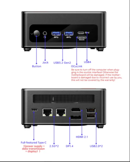 AOOSTAR GEM12 AMD Ryzen 7 8845HS Mini PC with 16/32G DDR5 RAM 512G/1T PCle 4.0 SSD WIN 11 PRO/ 2* NVME/Oculink/2*2.5G LAN
