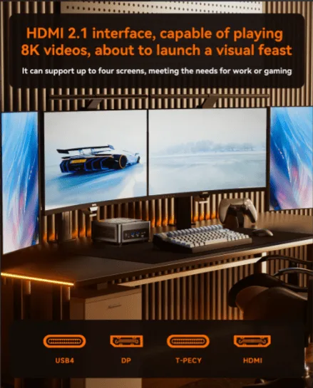 AOOSTAR GEM12 AMD Ryzen 7 7840HS Mini PC with 16/32G DDR5 RAM 512G/1T PCle 4.0 SSD WIN 11 PRO/ 2* NVME/Oculink/2*2.5G LAN (No