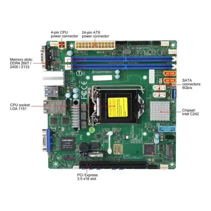 SUPERMICRO MBD-X11SCL-IF-O Mini ITX Server Motherboard LGA 1151 Intel C242 - Image 3