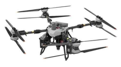 DJI FlyCart 100 มุมมองไอโซเมตริก แสดงแขนพับและใบพัด 8 ใบ
