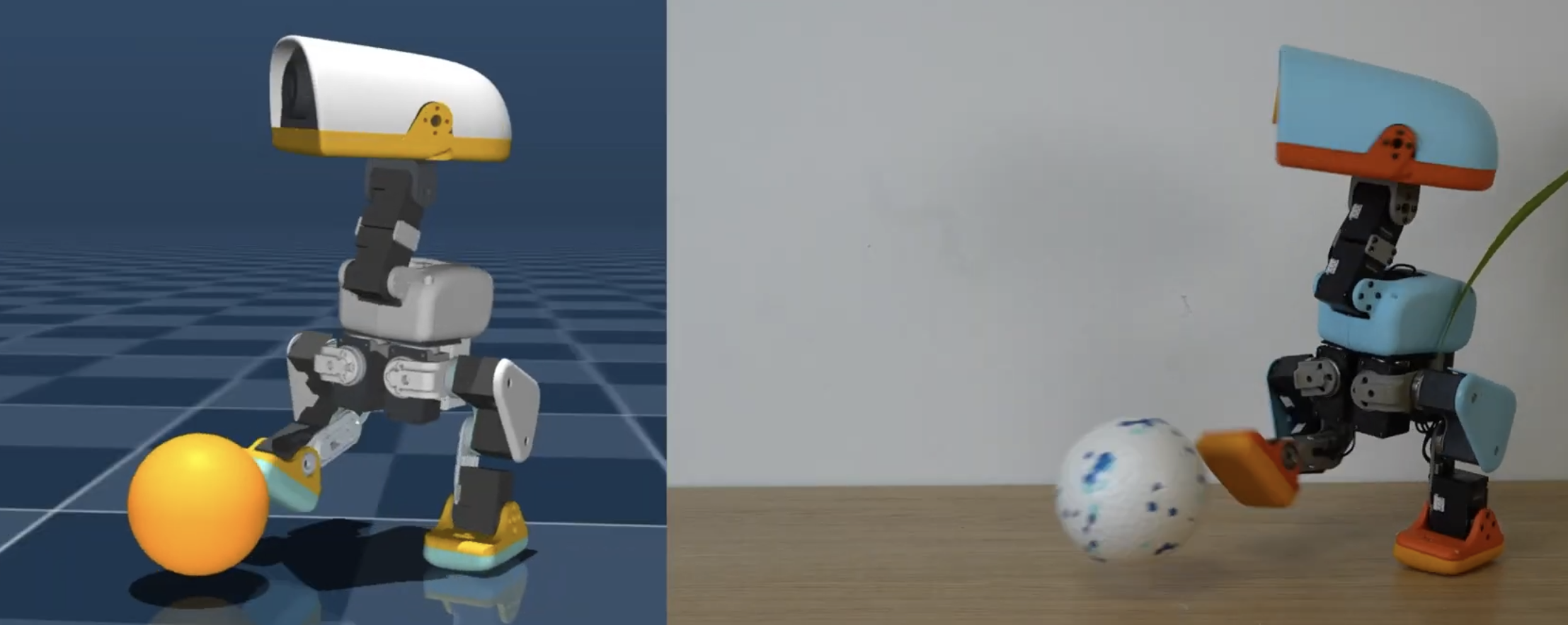 การฝึกหุ่นยนต์เป็ดด้วย Reinforcement Learning พร้อมกันหลายพันชุด