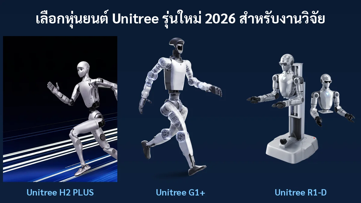 หุ่นยนต์ Unitree รุ่นใหม่ 2026 H2 PLUS, G1+ และ R1-D สำหรับงานวิจัย